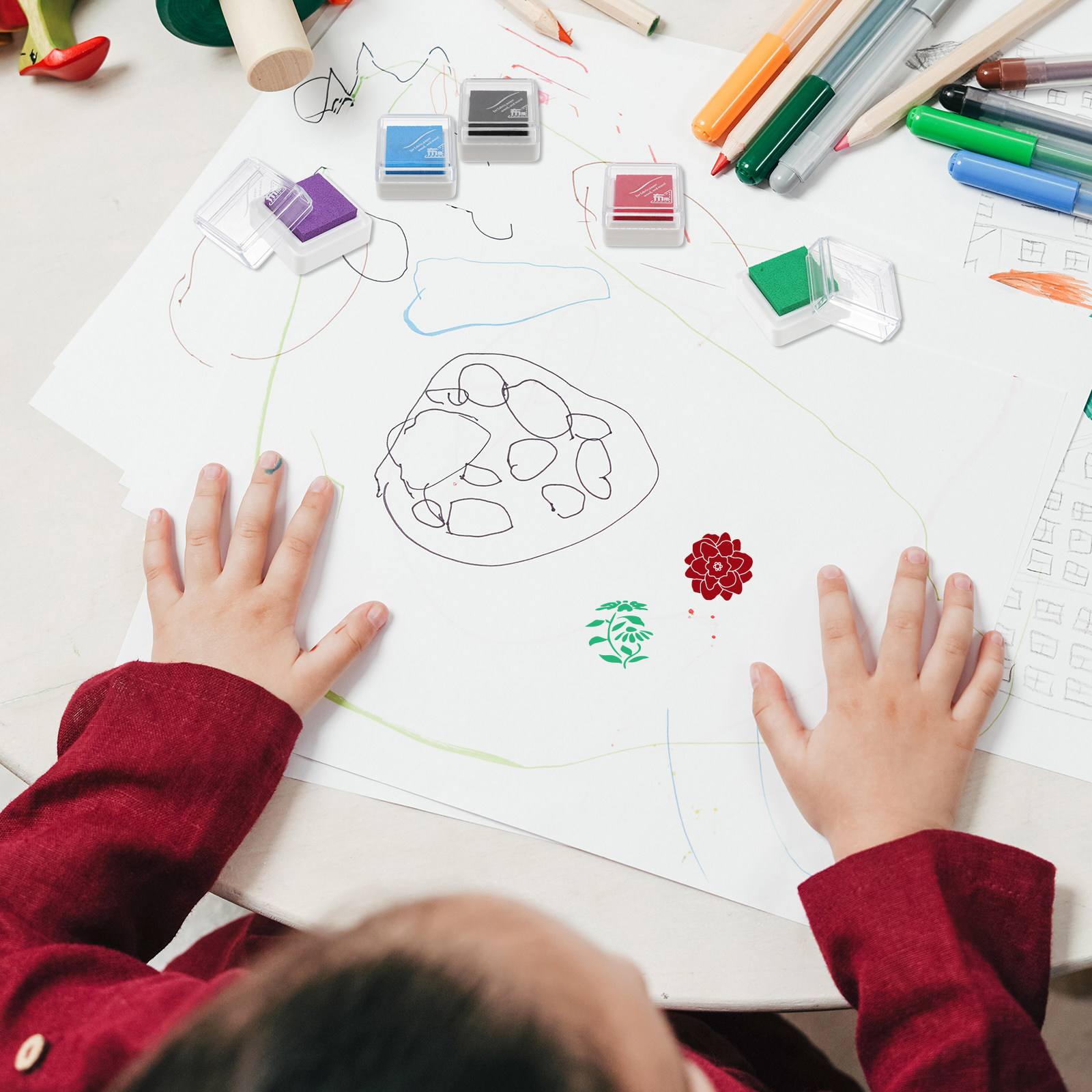 Art And Craft For Nursery - Conjunto de 5 almofadas de tinta